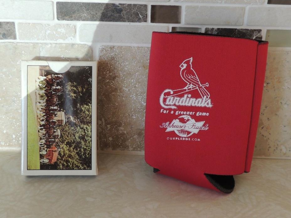 Vintage Budweiser Beer Clydesdale&Wagon Playing Cards + SL Cardinals Can Wrap