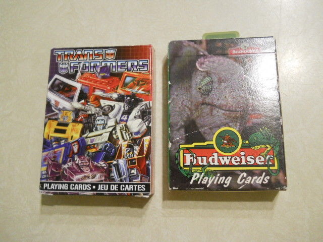 TRANSFORMER AND BUDWEISER PLAYING CARDS.