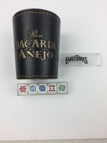 Vintage Bacardi Leather Casino Dice Shaker Cup RARE Bar Ware Game Rare Nice