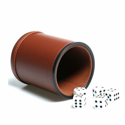 Leather Dice Cup Set Felt Lining Quiet Shaker With 5 Dot Dices For Farkle Toys 