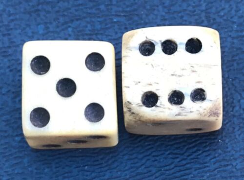 2 Vintage 1/2” bovine bone dice