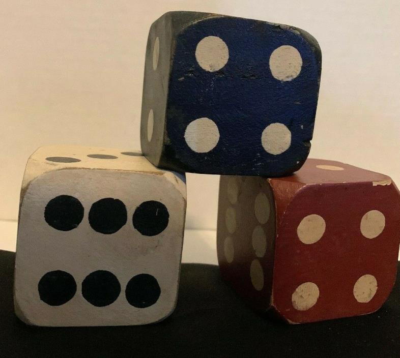 Set of 3 Of Wooden Fun Oversized Dice