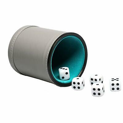 Leatherette Dice Cup Set Felt Lined with 16mm Dot Dices Shaker for Yahtzee Bar -