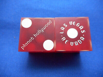 Pair of PLANET HOLLYWOOD LV Casino Dice - Matte Red, #s 1169