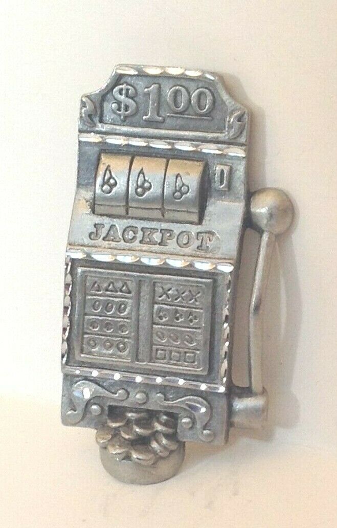 Brooch Pewter Slot Machine One Arm Bandit  Spoonique's Pin