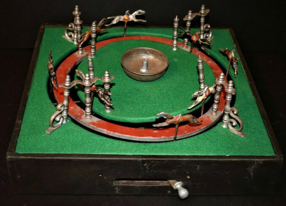 c1900 French mechanical racing*horse* antique toy mechanical GAME 13