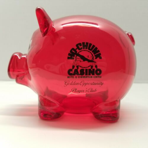 Ho Chunk Indian Casino Baraboo WI Players Club Souvenir Red Plastic Piggy Bank