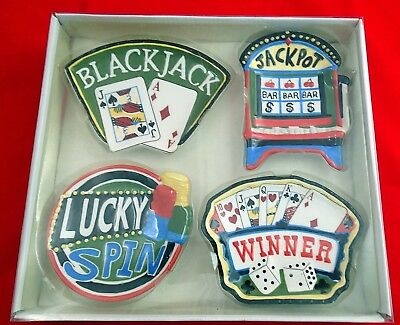 Casino Snack Dish Set Tray Trinket Lucky Spin Black Jack New In Box