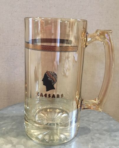 Caesars Palace Heavy Glass Beer Stein Mug AMBER NWT