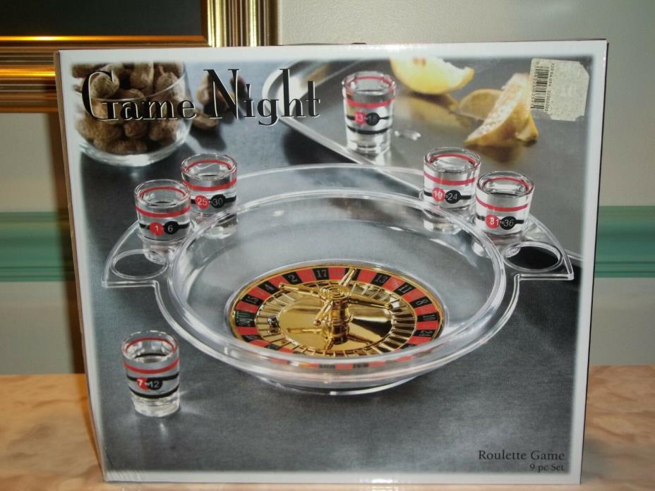 Game Night Shot Glass Roulette Drinking Game - 9 Pc Set ~ Clear  NIB!