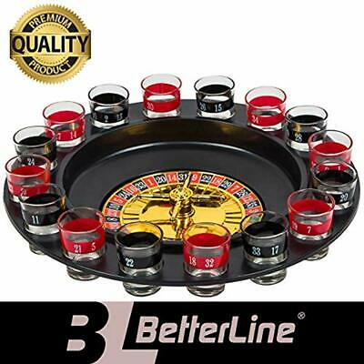 Shot Glass Roulette Drinking Game Set For With Spinning Wheel, 2 Balls And 16 -