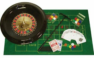 Deluxe Poker 16-Inch Roulette Wheel Casino Game Table Set with Accessories New