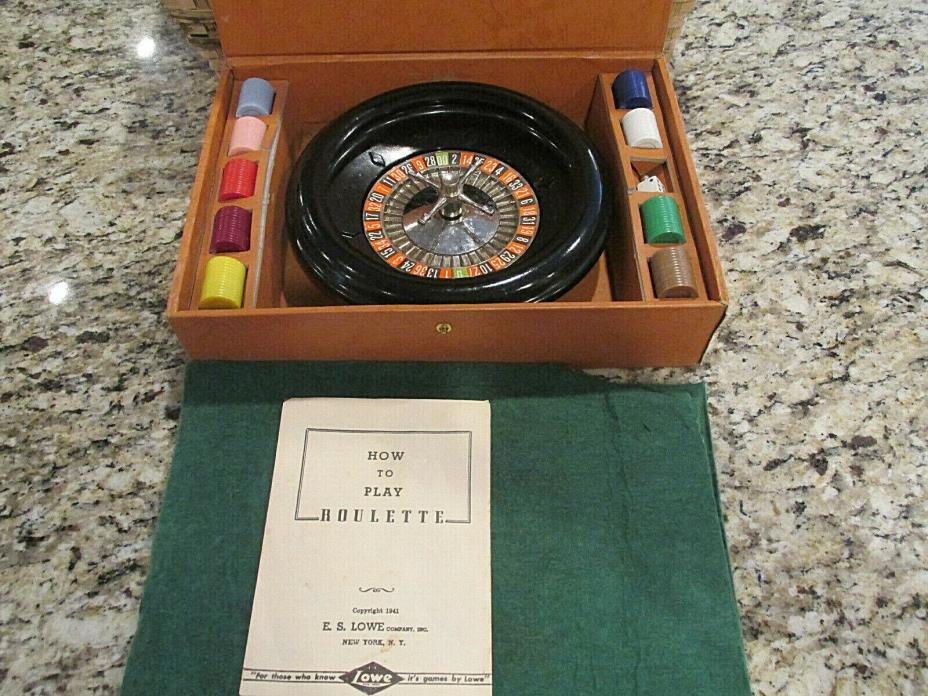 1941 ROULETTE GAME ANTIQUE E.S. LOWE GAMBLING GAME COMPLETE WITH ORIGINAL CASE