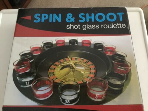 Spin & Shoot Shot Glass Roulette - Drinking Game Set (2 Balls and 16 Glasses)