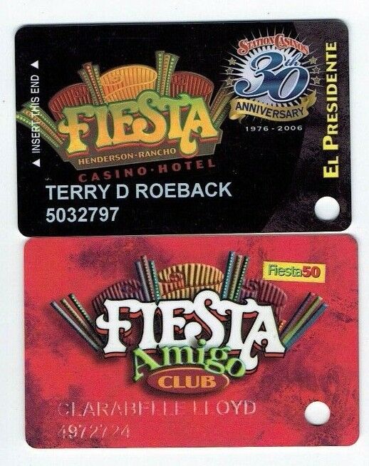 LOT of 2 FIESTA Casino Slot Card Players Cub LAS VEGAS & Henderson -30th ANNIVER