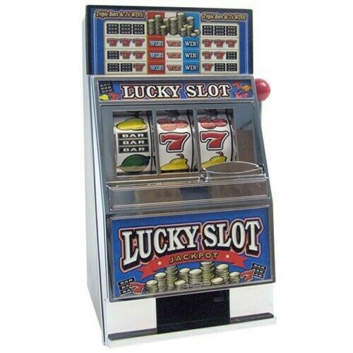 Mini Pull Slot Machine Bank Casino Style Games Jackpots Sounds Light Coins