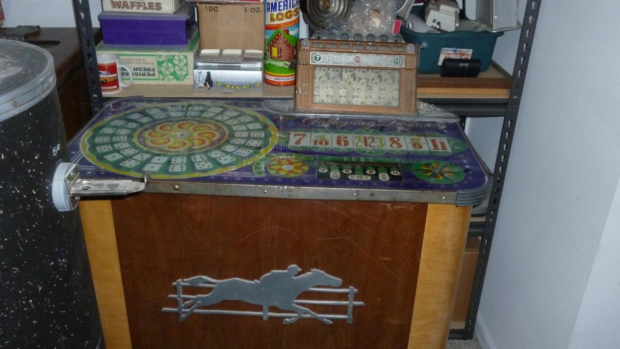 Evans Galloping Dominoes Console Slot Machine Circa 1940's Complete Lights Up