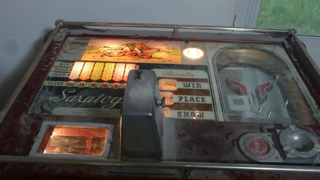 Pace Saratoga Console Slot Machine Circa 1940's Complete Working Lights Up HTF