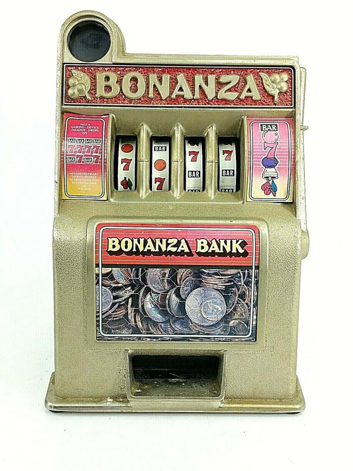 WORKING Vintage Bonanza Nevada Casino Slot Machine Coin Bank Working 11,5
