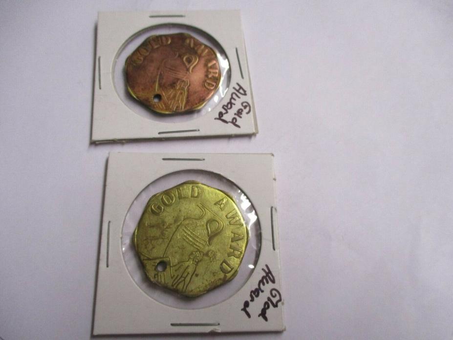 2 Old Mill's ? Slot Machine Gold Award Tokens