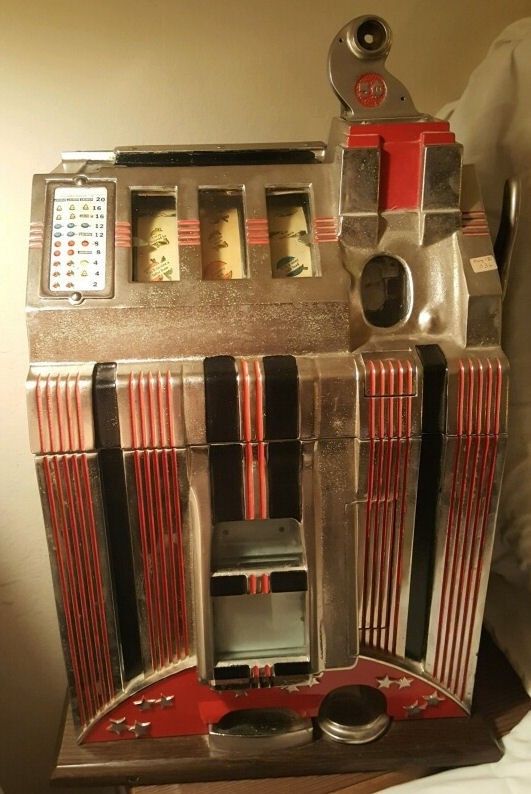 Mills 1934 Skyscraper 5-Cent Slot Machine (Restored) With Original Back.