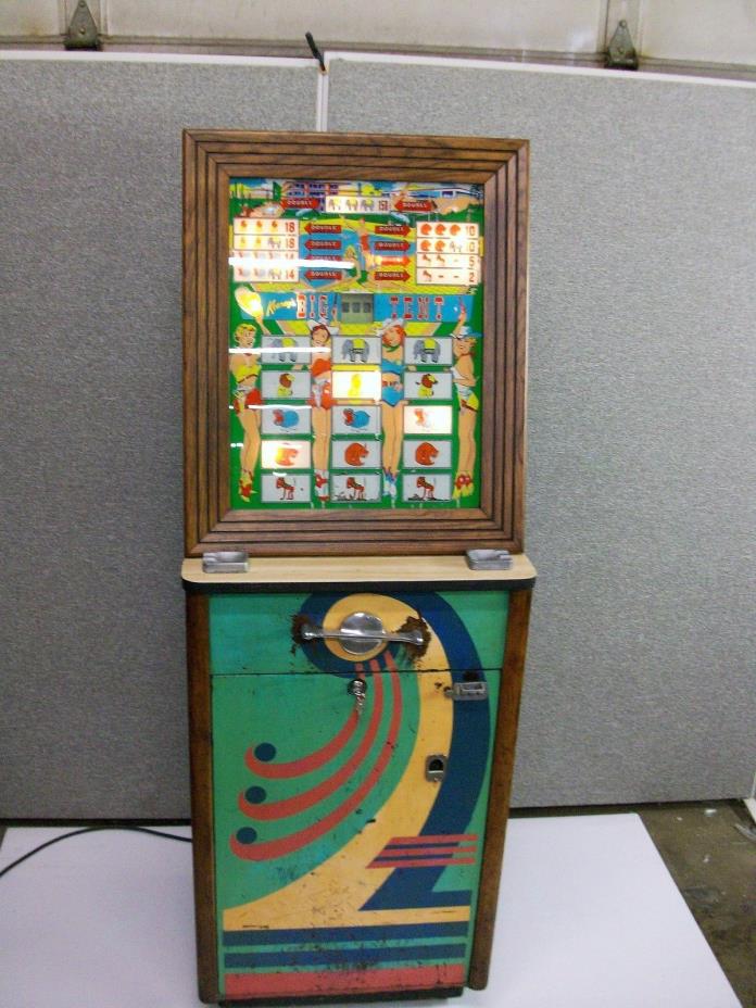 ANTIQUE  OAK TRIM 5- CENT SLOT MACHINE ORIGINAL FINISH  -SELLING OUT Make Offer