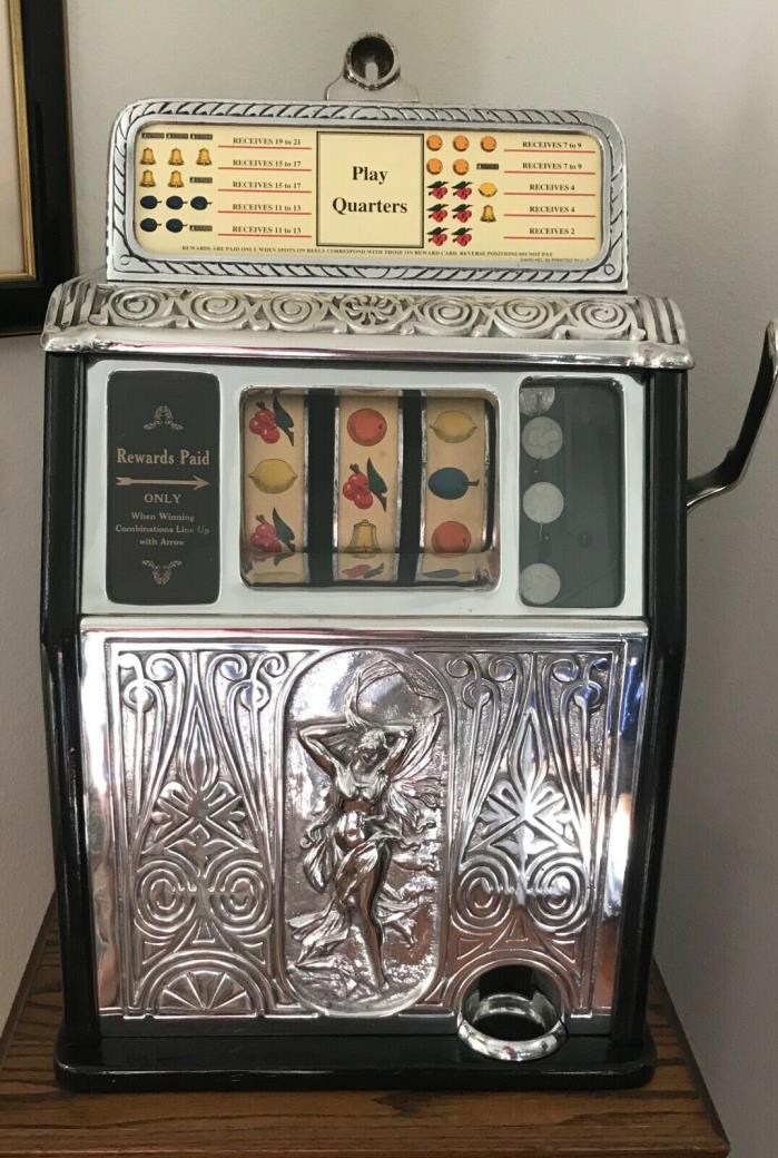 VERY RARE....Antique 1925 Caille NAKED LADY Superior Bell Jackpot Slot Machine
