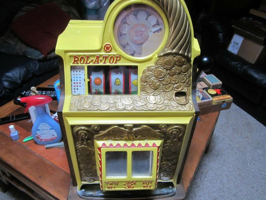 1934-WATLING GOLD COIN  25c ROL-A-TOP SLOT MACHINE,MINT condition