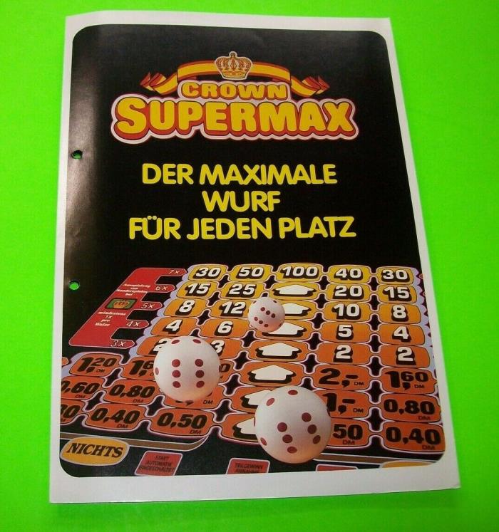 Bergmann Automaten Crown Supermax Original Slot Machine FLYER German Vintage