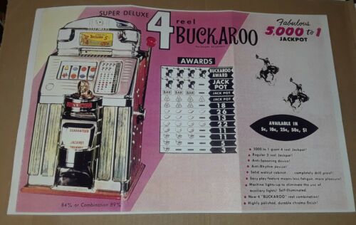 Jennings Buckaroo Slot Machine Advertising repro flyer