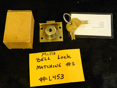 ORIGINAL MILLS LOCK W/MATCHING #'s ON KEY & FACTORY BOX ANTQ SLOT MACHINE #L453