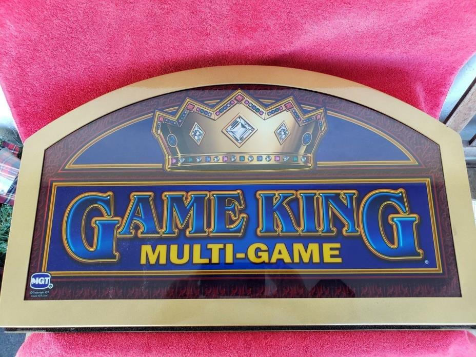 Vintage IGT Casino Slot Machine Plexiglass Marque Game King Sign Man Cave Crown