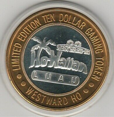 VINTAGE 1993 Westward Ho Ho-Waiian Luau CT .999 Fine Silver $10 Casino Token