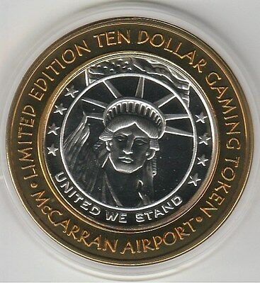 2002 McCarran Airport United We Stand Lady Liberty .999 Fine Silver $10 Token