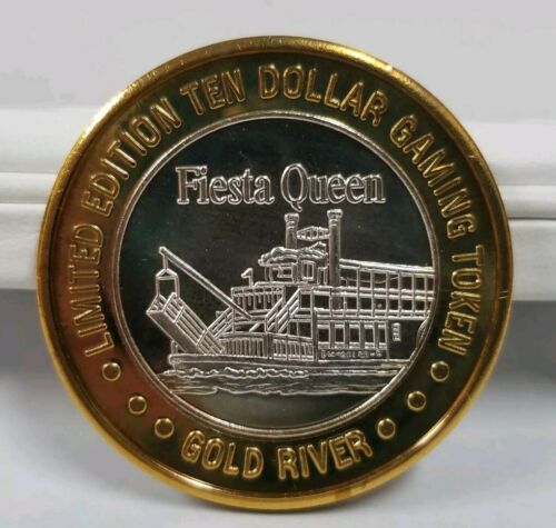 Ltd Ed Fiesta Queen Theme $ 10 Gaming Token Gold River Casino .999 Fine Silver