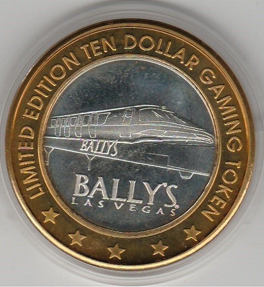 VINTAGE 1995 Bally's LV at TOP Monorail GDC .999 Fine Silver $10 Casino Token