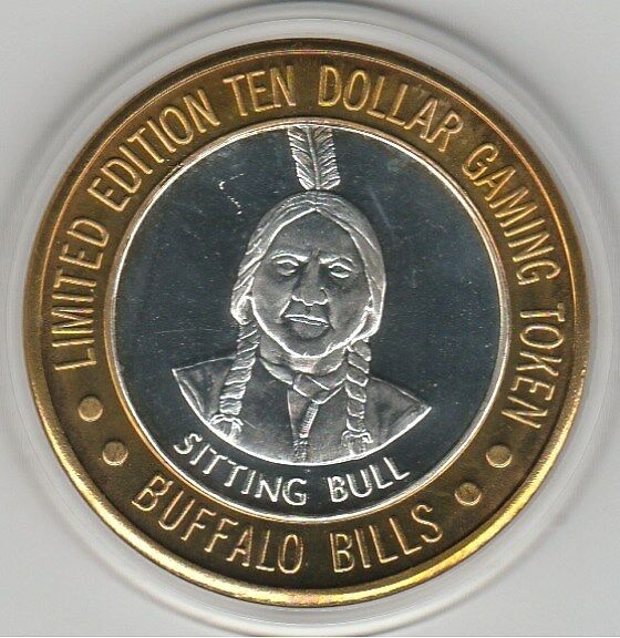VINTAGE 1994 Buffalo Bill's Jean NV Sitting Bull .999 Fine Silver $10 Token