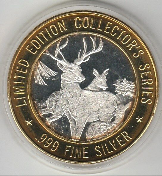 1997 Rainbow Casino & Bingo Wildlife Series Deer .999 Fine Silver Strike Token