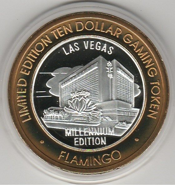 2001 Flamingo Vegas Millennium Edition CASINO .999 Fine Silver $10 Casino Token