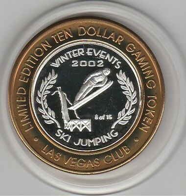 2002 Las Vegas Club Winter Olympics 8 of 15 Ski Jump .999 Fine Silver $10 Token