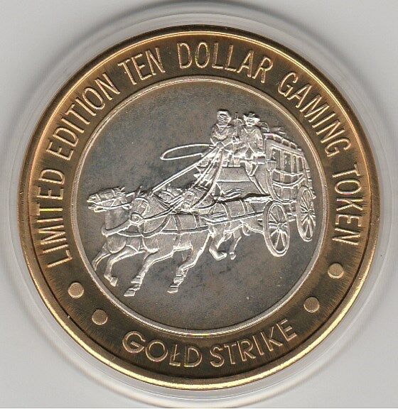 1994 Gold Strike Gambling Hall THICK Jean, STAGECOACH .999 Fine Silver $10 Token