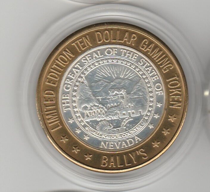 1994 Bally's State Seal of Nevada CT Mint .999 Fine Silver $10 Casino Token