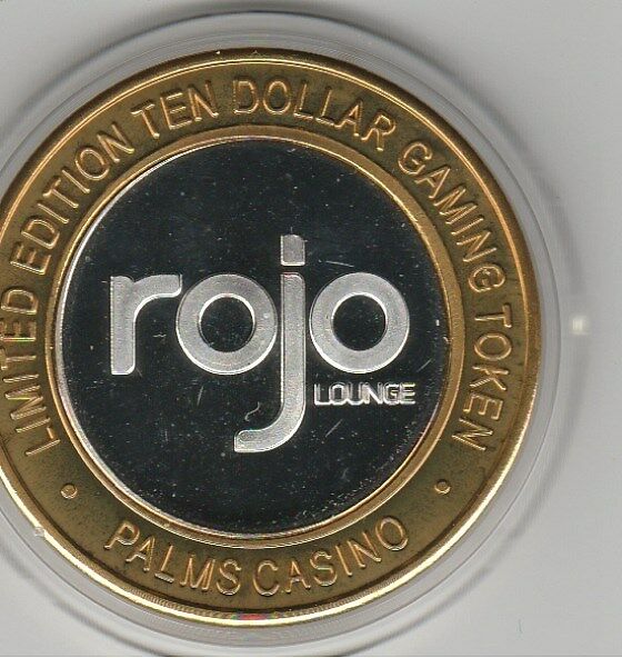 2008 Palms Casino rojo Lounge Silver Clad Strike $10 Gaming Token
