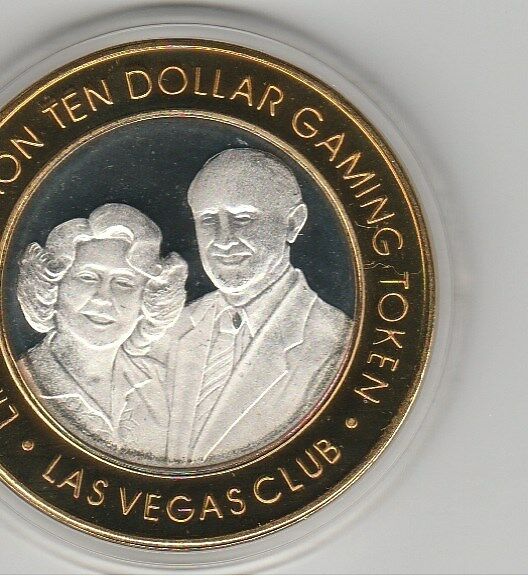 1998 Las Vegas Club Jackie Gaugan & Wife Frost .999 Fine Silver $10 Casino Token