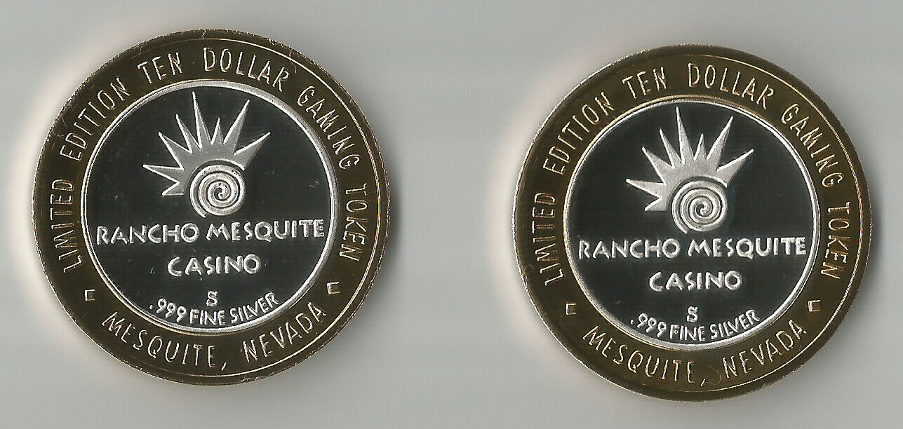 Set of 2 Rancho Mesquite Casino Mesquite NV $10 Silver Strikes Cactus Bar/Pic