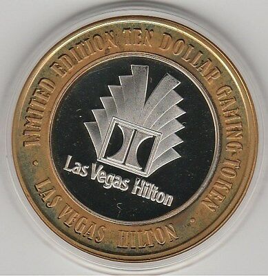 1998 Las Vegas Hilton New Fan Logo .999 Fine Silver Strike $10 Casino Token