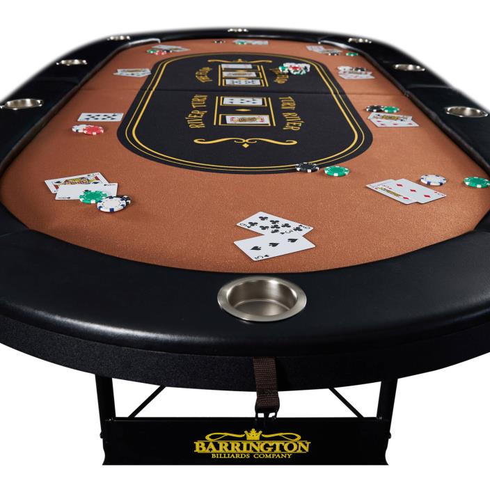 Barrington Foldable 10-Player Poker Table Home Game Tournament Casino Quality
