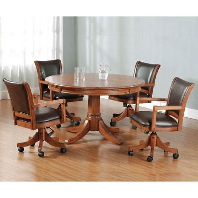 Hillsdale Furniture Park View Medium Brown Oak Game Table and Four Game Chairs