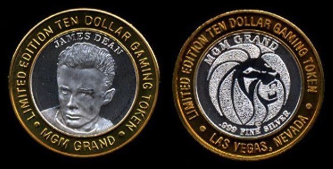 Limited Edition TEN DOLLAR .999 SILVER Gaming Token MGM Grand JAMES DEAN