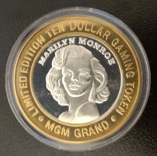 Limited Edition TEN DOLLAR .999 SILVER Gaming Token MGM Grand Marilyn Monroe
